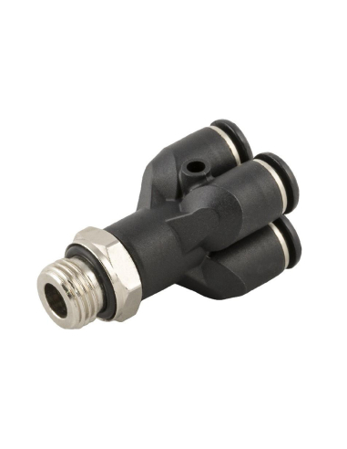 Raccord en Y double 1/4 d'entrée et 4mm de diamètre de sortie Série 55000 - Aignep