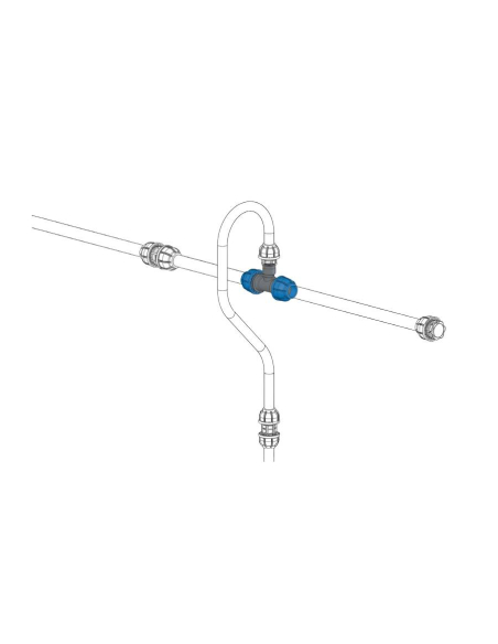 Female T- Elbow union for 2 tubes 63mm - Sicomat