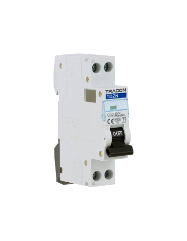 Disjoncteur magnéto-thermique 1 Pôle+Neutre 10A 6kA profil étroit - Tracon