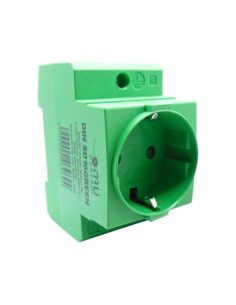 Prise de courant Schuko montage sur rail DIN 16A 2P+T couleur verte | ADAJUSA | prix