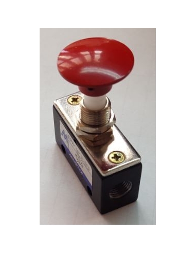 Red pneumatic pushbutton 1/8-3/2 NC - Mindman - ADAJUSA