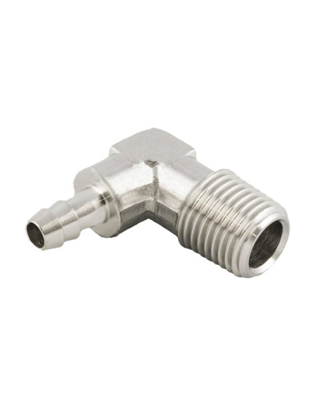 Chevron L 1/4 conique mâle pour caoutchouc diamètre 9mm INOX Série 62000 - Aignep | ADAJUSA