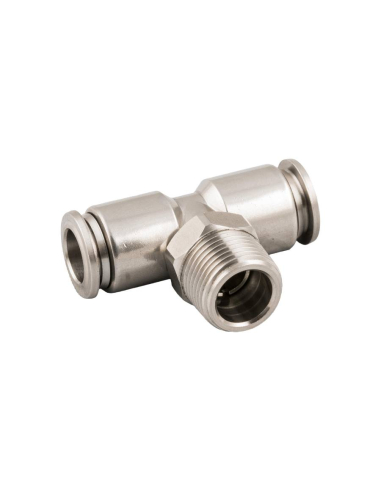 Raccord en T réglable avec filetage conique central 1/4 tube 8mm INOX Série 60000 - Aignep