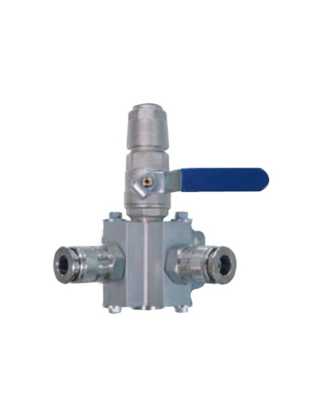 Distributeur 2 sorties avec raccords rapides et vanne coupe tube 20 mm - Aignep
