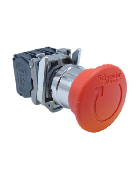 Mushroom stop button diameter 40 metallic 2NC+1NO XB4 SCHNEIDER : ADAJUSA : price