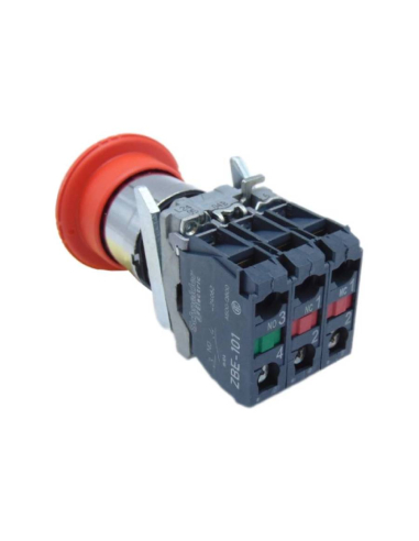 Mushroom stop button diameter 40 metallic 2NC+1NO XB4 SCHNEIDER : ADAJUSA : price