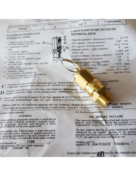 Válvula de seguridad (sobrepresión) 1/4" 6 Bar 