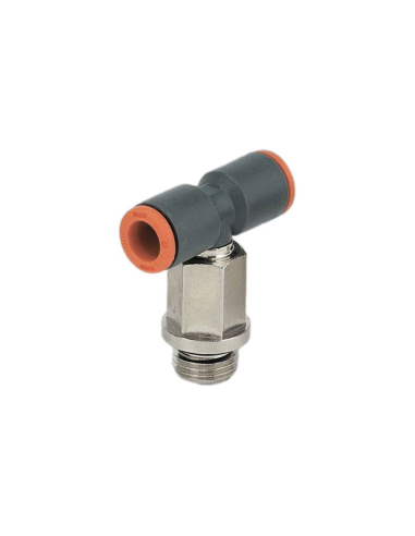 Swivel T-piece with extended central thread 1/4 tube 6mm technopolymer - Metal Work