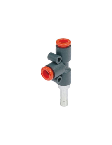 Raccord en T pour tube 12 mm avec adaptateur latéral en technopolymère 12 mm - Metal Work