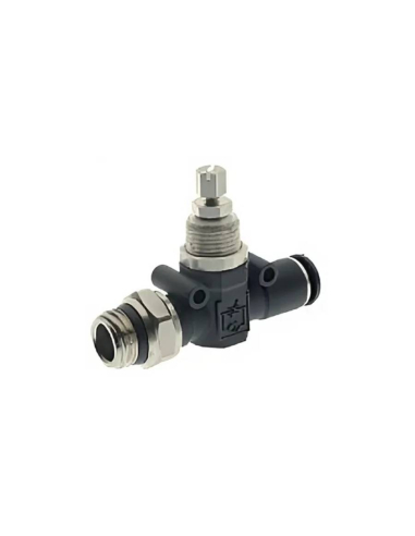 Short 3/8 male unidirectional flow Regulator - 10mm tube for cylinder - Aignep