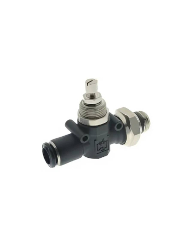 One-way flow Regulator 8mm tube - short male 1/4 for valve - Aignep