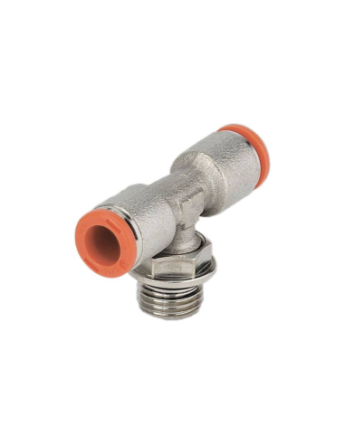 Raccord en T pivotant avec filetage central 1/4 tube 10mm - Metal Work