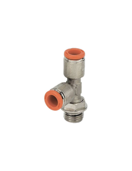 Raccord en T pivotant avec filetage latéral 1/4 tube 8 mm - Metal Work | ADAJUSA