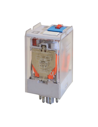 Relais de puissance 12Vdc 2 contacts 10A avec indication mécanique et lumineuse