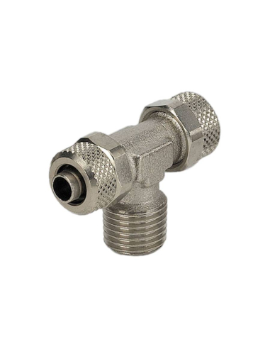 Raccord en T avec filetage central mâle conique 1/4 tube 6/4 Série C - Metal Work