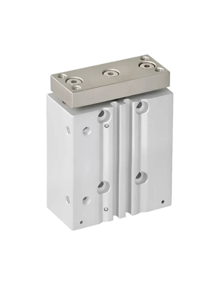 Double guide pneumatic cylinder 25x100mm double acting sliding bushing compatible SMC - Mindman | ADAJUSA | price