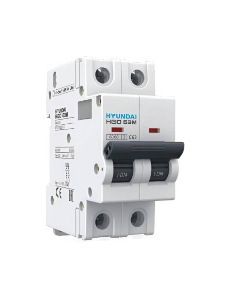 Interrupteur magnétothermique bipolaire DC 2 pôles 25A Hyundai HGD63-D2P025C | ADAJUSA | prix