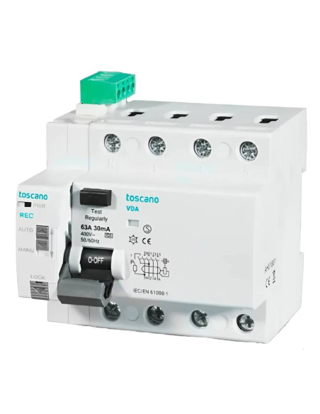 Differential 4-pole self-resetting 25A 30mA Class A-SI - Toscano