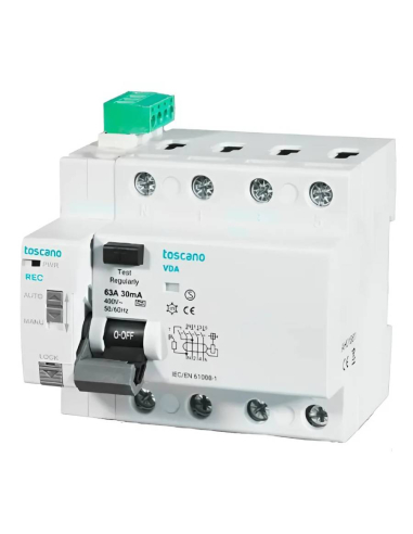 Differential 4-pole self-resetting 40A 30mA Class A-SI - Toscano