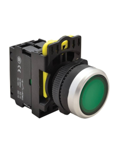 Bouton poussoir électrique lumineux vert 22mm en plastique NYG3-LG | ADAJUSA | prix