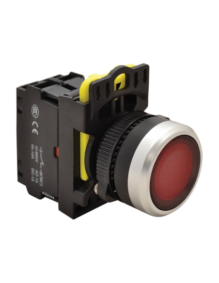 Bouton poussoir électrique lumineux rouge 22mm en plastique NYG3-LR | ADAJUSA | prix