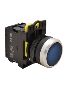 Bouton poussoir électrique bleu lumineux 22mm en plastique NYG3-LB | ADAJUSA | prix
