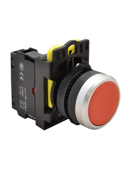 Red electric pushbutton with 22mm interlocking in plastic NYK3-R | ADAJUSA | Price