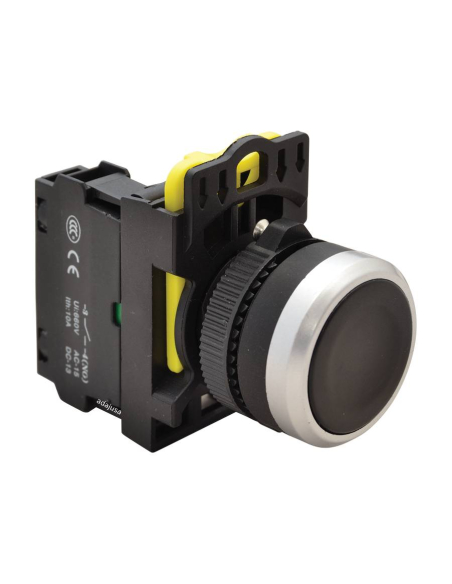Black electric push button with 22mm interlocking in plastic NYK3-BK | ADAJUSA | Price