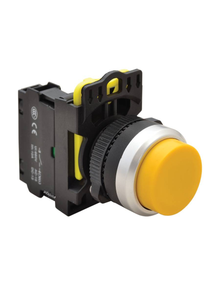 Yellow protruding pushbutton with open contact interlocking (NO) - NY Series