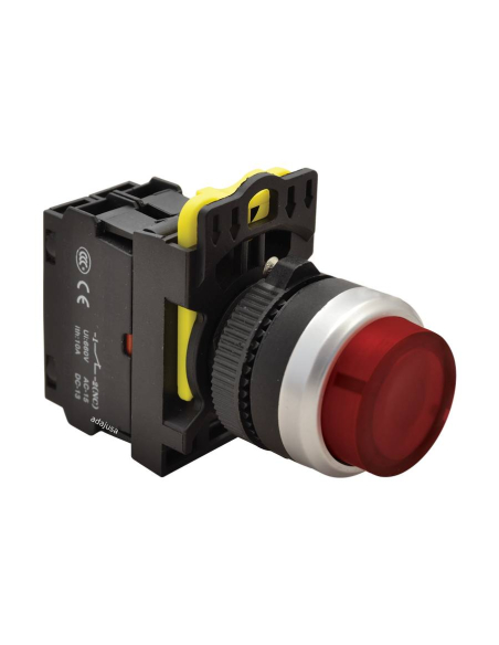 Bouton poussoir électrique lumineux rouge dépassant de 22 mm en plastique NYG3-HLR | ADAJUSA | prix