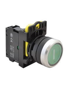 Bouton poussoir électrique lumineux vert "I" 22mm en plastique NYG3-P1L | ADAJUSA | prix