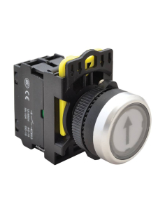 Bouton poussoir électrique blanc lumineux "↑" 22mm en plastique NYG3-P3 | ADAJUSA | prix