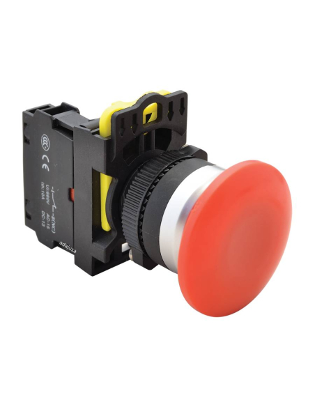 Bouton poussoir champignon rouge 40mm en plastique NYG3-MR | ADAJUSA | prix
