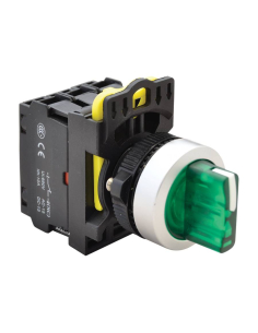 Sélecteur lumineux vert 3 positions avec retour 2NA 22mm NYK3-SL34G : ADAJUSA : prix