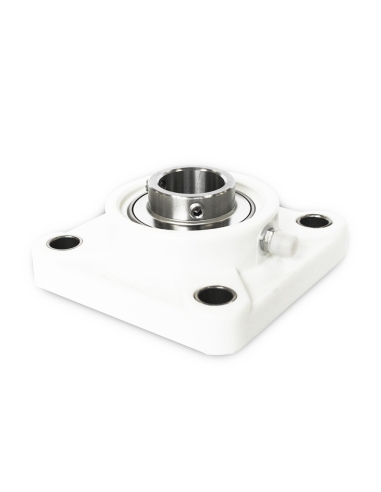 Support carré en thermoplastique blanc auto-alignant UCF207PB avec roulement acier inoxydable SSUC-207 35mm shaft ISB | ADAJUSA