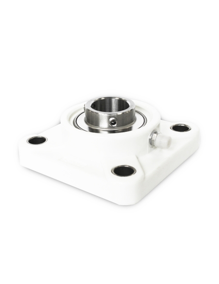 Support carré en thermoplastique blanc auto-alignant UCF207PB avec roulement acier inoxydable SSUC-207 35mm shaft ISB | ADAJUSA
