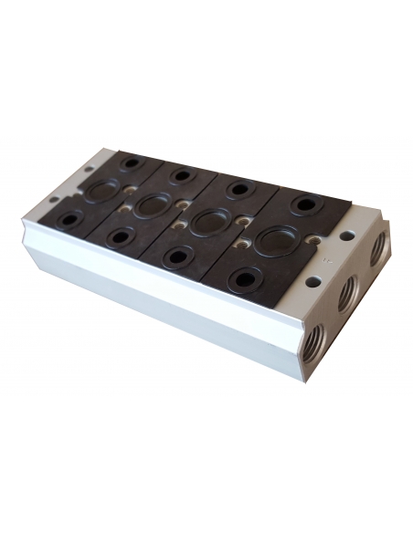 Multiple base for 1/8 and 1/4 5-way solenoid valves Mindman 220 series - ADAJUSA
