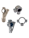 Flanges and branches for downpipes for compressed air installations