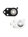 Flange supports with stainless steel bearings in thermoplastic